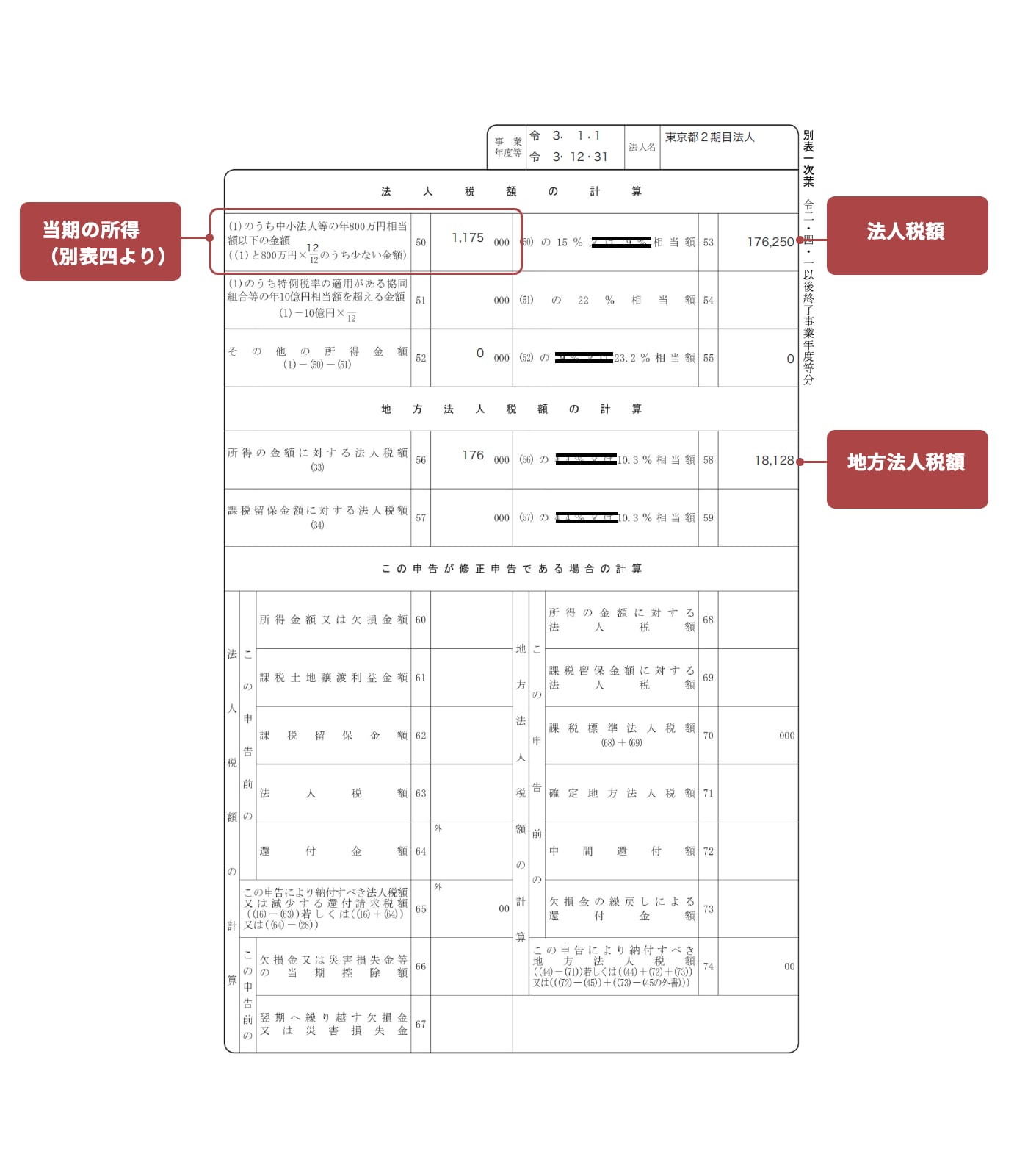 画面イメージ：別表一次葉