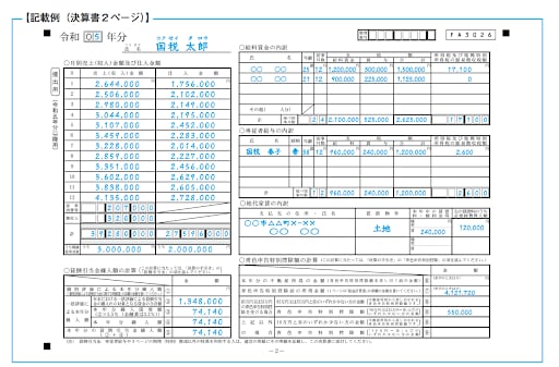 青色申告決算書2ページ目の書き方