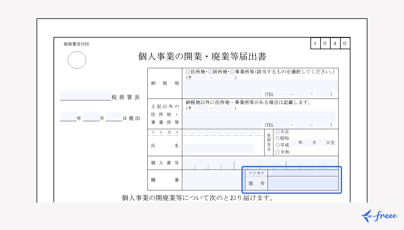 開業届に屋号は必要