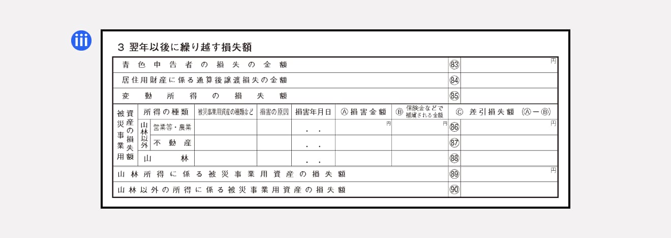 翌年以後に繰り越す損失額