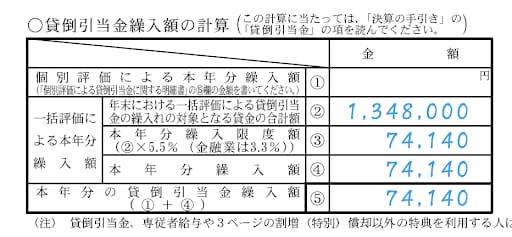 貸倒引当金繰入額の計算