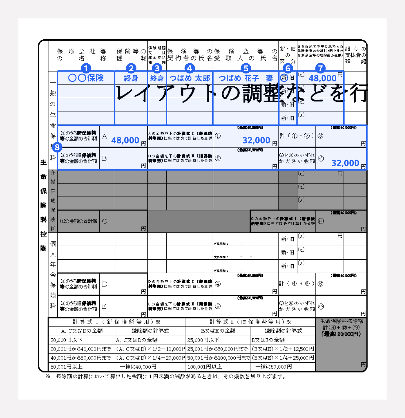 【一般の生命保険料・個人年金保険料の記入方法】