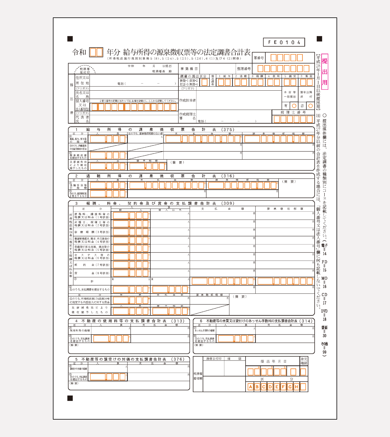 法定調書合計表に記載する内容