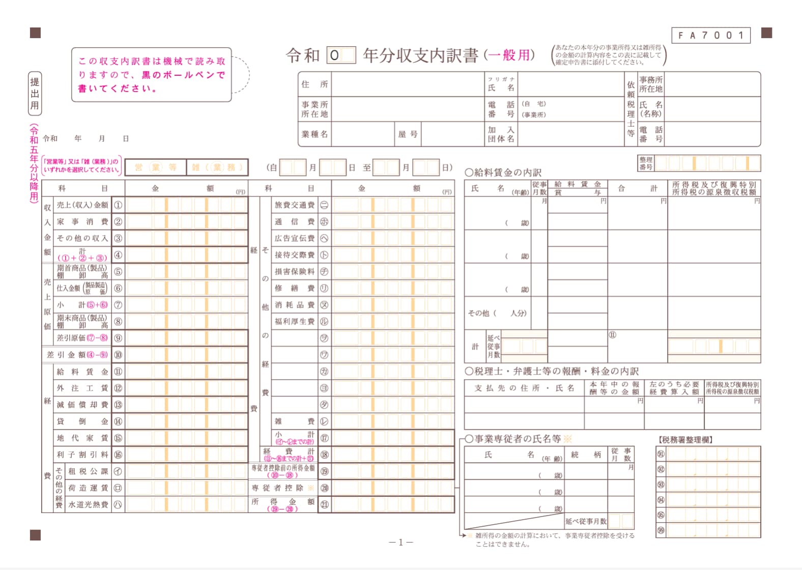 収支内訳書