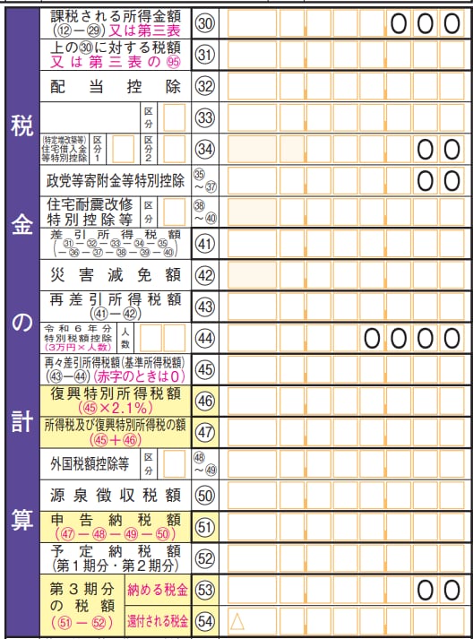 税金の計算の記載方法