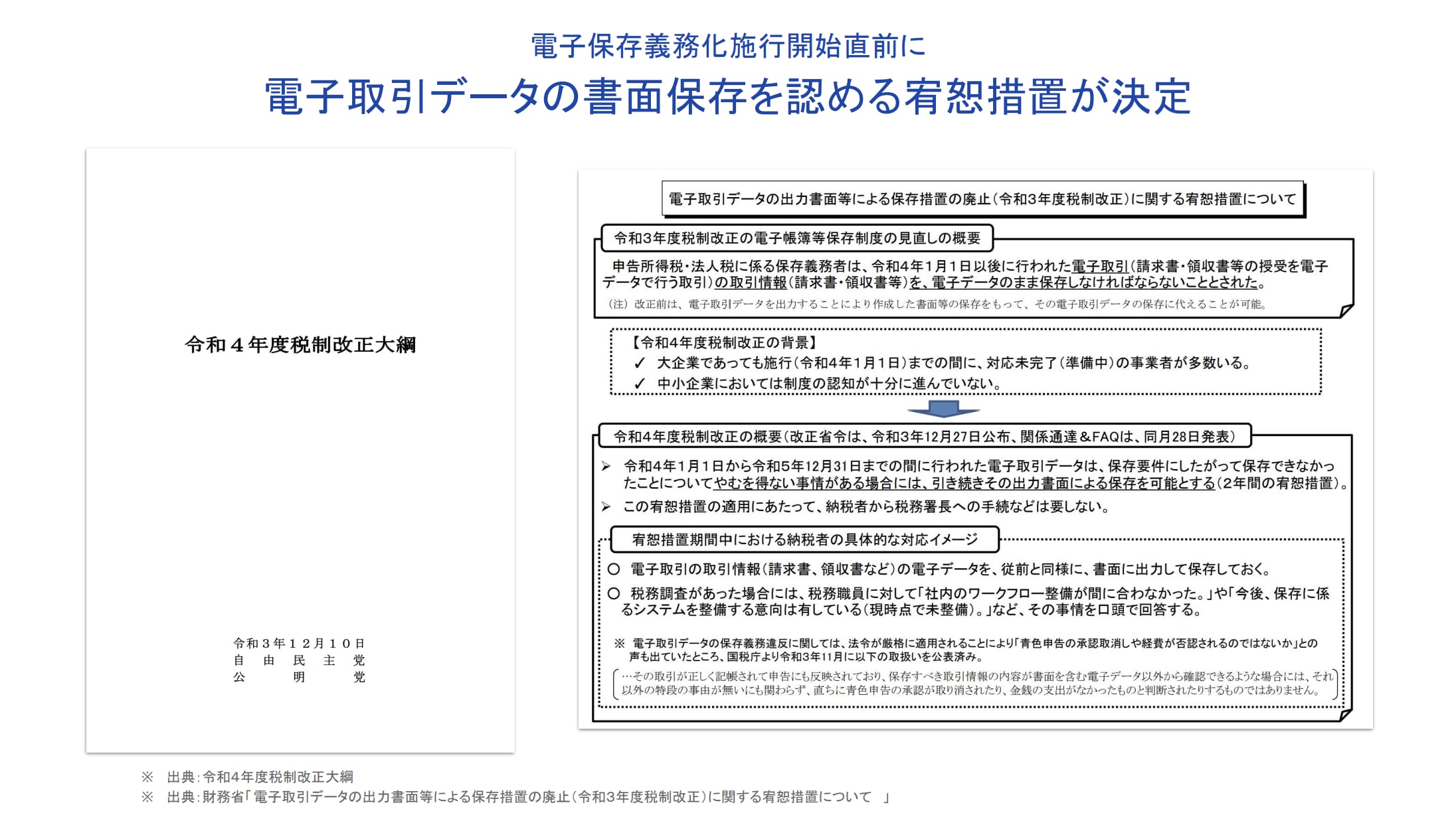 電子取引データの書面保存を認める宥恕措置が決定